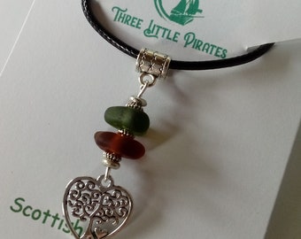 Sea glass Celtic pendant handmade in Scotland