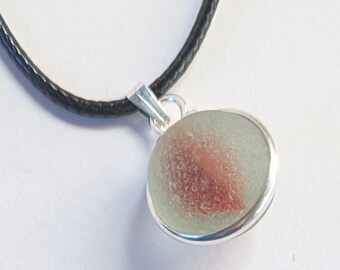 Red Cat's Eye Seaglass Pendant, Scottish Marble Necklace