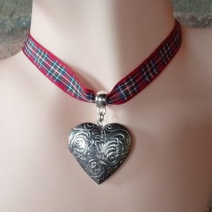 Scottish tartan pendant with love heart locket