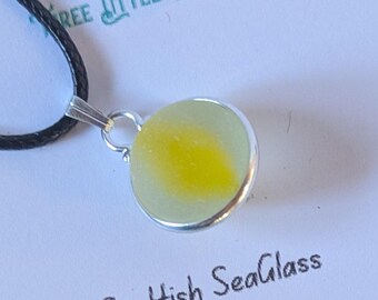 Yellow Cats Eye Seaglass Marble Pendant, Scottish Beach Find