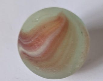 Vintage Seaglass marble, red and white striped glass marble, beach found Scotland
