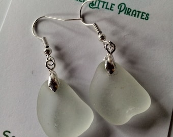 Scottish seaglass earrings, seaside sea glass drop ear rings