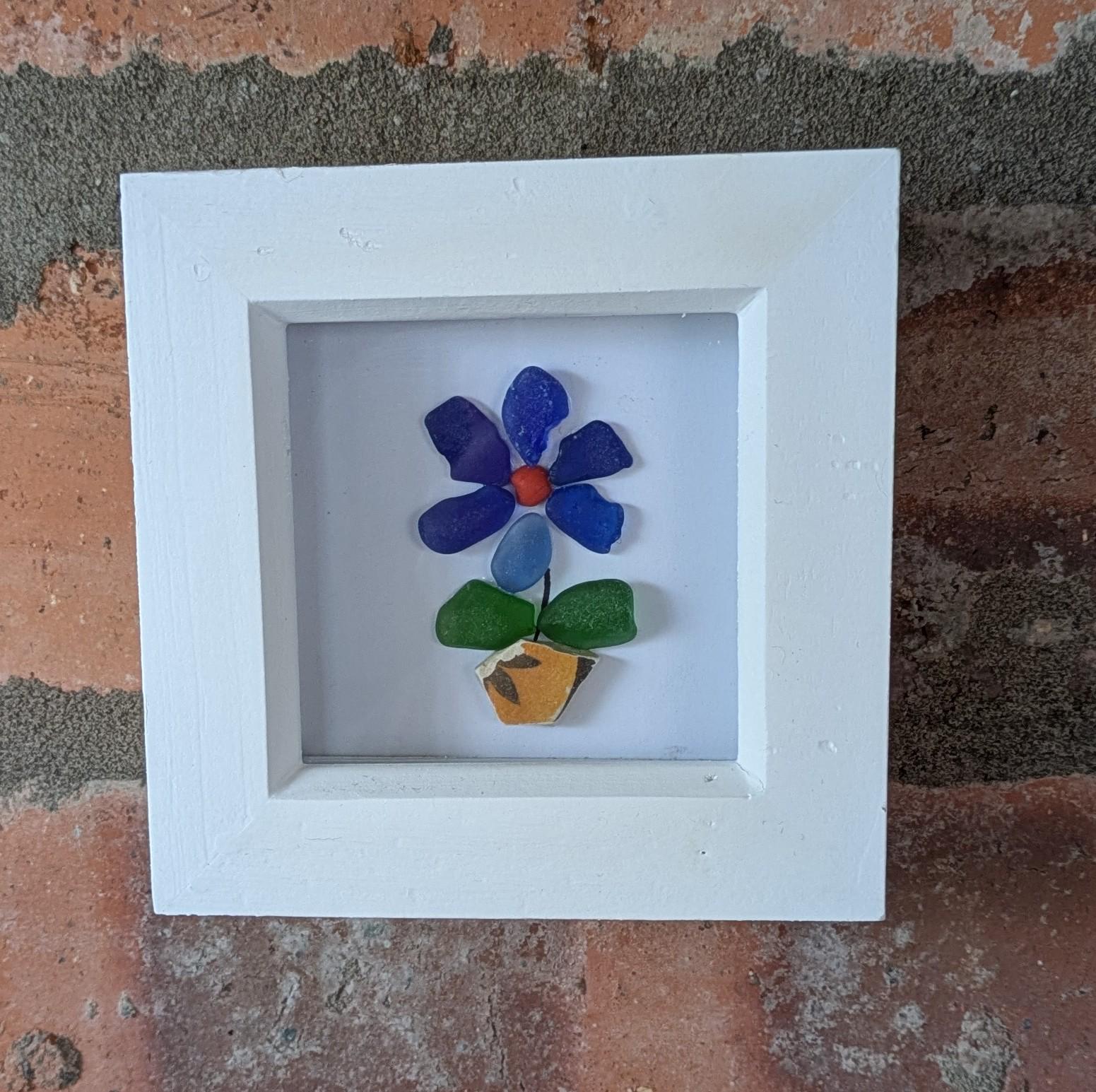 シーグラスアート 『flower date』 フェアリーとデイジーの花