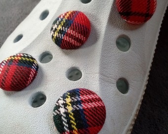 Tartan shoe sandal charms, Scottish clog accessories