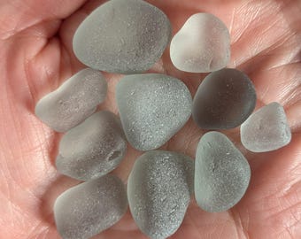Small Grey seaglass bundle for jewellery, loose gray TV glass, beach found Scottish glass