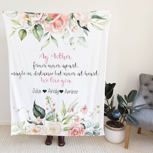Mothers Day Blanket, Mothers Day Gift, Floral Style Blanket, Personalized Mom Gift, Gift For Grandparent, Long distance gift for mum