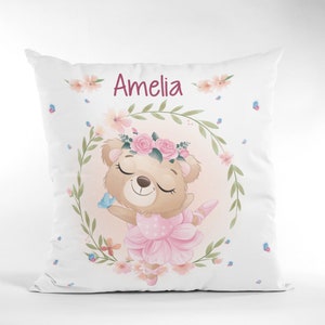 Teddybeer aangepast babykussen, gepersonaliseerd babykussen, kinderkussen, geboortekaartje, babyshowercadeau, baby eenhoorn kussen