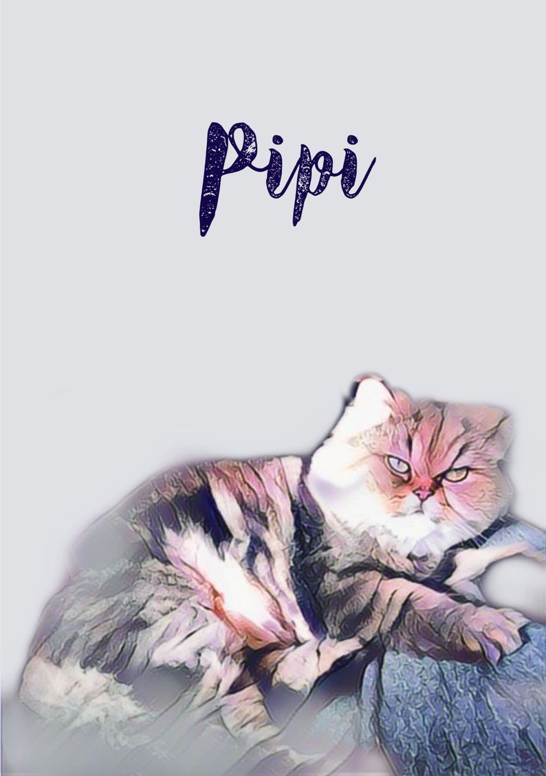 Printable Wall Art Gift For Animal Lovers Pet Illustration Custom Print Gift Printable Cat Portrait Personalized Pet Portrait Print