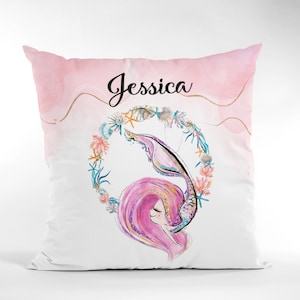 Mermaid Custom New baby gift, personalized baby cushion, nursery cushion, baby shower gift, baby mermaid Pillow, mermaid gift pink