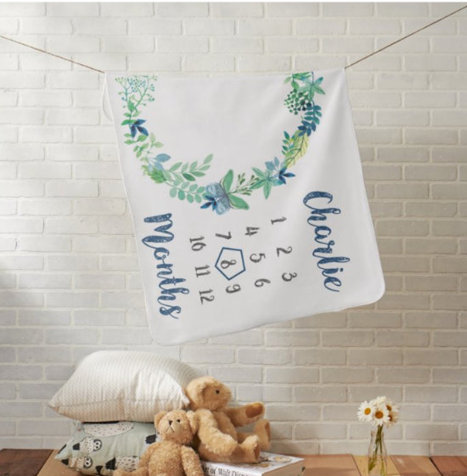 Boy Milestone Blanket Baby Boy Monthly Blanket Boy Month Etsy