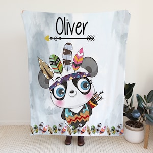 Manta con nombre de animal salvaje, manta personalizada con panda para bebé recién nacido, regalo para bebé recién nacido, manta personalizada para bebé, manta con estampado de nombre, regalo para bebé recién nacido