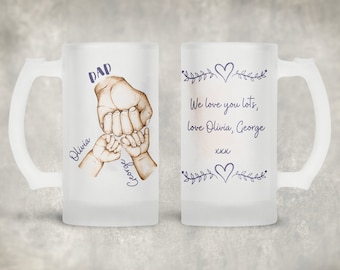 Personalized Dad beer glass,  Glass for him, Gift for Grandad, Dad Birthday Gift, Father's Day Gift, Daddy beer glass,  frosted beer glass