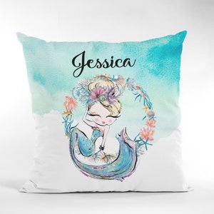 Mermaid Custom New baby gift, personalized baby cushion, nursery cushion, baby shower gift, baby mermaid Pillow, mermaid gift turquase