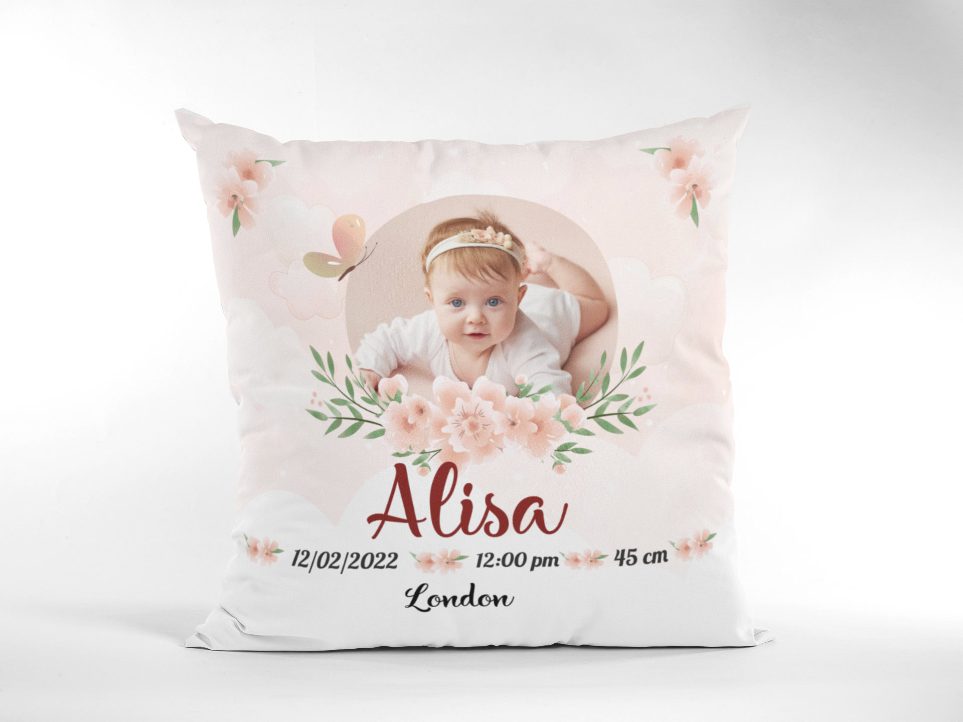 Almohada personalizada, almohadas de fotos personalizadas con inserto – 13  x 13 pulgadas con impresión dúplex imagen/texto – regalo único para