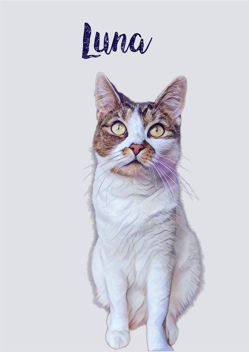 Printable Wall Art Gift For Animal Lovers Pet Illustration Custom Print Gift Printable Cat Portrait Personalized Pet Portrait Print