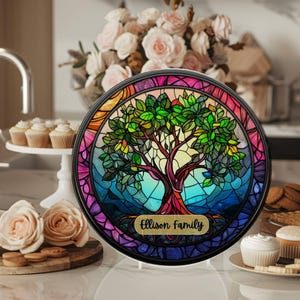Personalized Tree of Life Glass  Board, Personalized Cutting Board, Wedding Gift, Beautiful Resin Epoxy Wood Look Print on Glass
