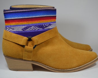 LEATHER ETHNIC BOOTS, Size 37, Camel Boots, Spanish Boots