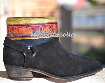 LEATHER ETHNIC BOOTS, Size 39, Black Boots, Ethnic Boots, Spanish Boots