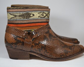 LEATHER ETHNIC BOOTS, Size 38, Brown Boots, Ethnic Boots, Spanish Boots