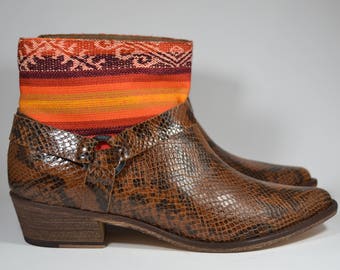 LEATHER ETHNIC BOOTS, Size 40, Brown Boots, Ethnic Boots, Spanish Boots