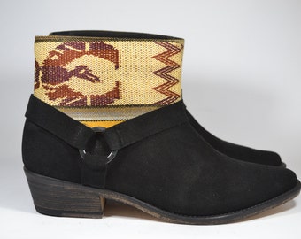 LEATHER ETHNIC BOOTS, Size 38, Black Boots, Ethnic Boots, Spanish Boots