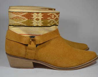 LEATHER ETHNIC BOOTS, Size 39, Camel Boots, Ethnic Boots, Spanish Boots