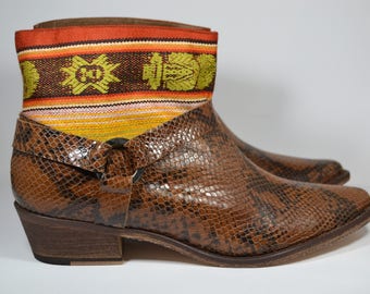 LEATHER ETHNIC BOOTS, Size 40, Brown Boots, Ethnic Boots, Spanish Boots