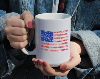 American Revolution Battles Tasse, Weiße Keramik Tasse, 11 Oz Tasse, 15 Oz Tasse