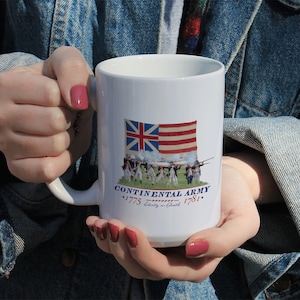 Continental Army American Revolution Mug, White Ceramic Mug, 11 Oz Mug, 15 Oz Mug