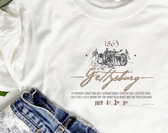 Camiseta de la Guerra Civil Gettysburg 1863 Xilografía