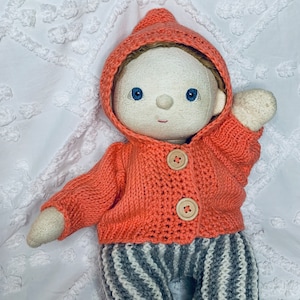 Dinkum, 38cm Miniland, Minikane Hand-knitted Cotton Jacket with Hood