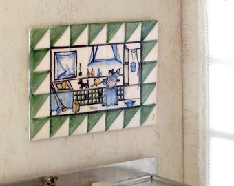 Miniature ceramic wall tiles scale 1:12. Making handmade and painted by hand.