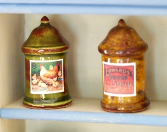 Maßstab 1:12 Puppenhaus Miniaturen 1pcs Keramik Glas Küche Spice Gläser für