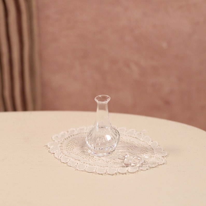 Mini Bouteille En Verre Pour Maison De Poupée + 4 Petites Perles œil - NEUF