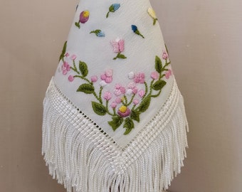 Miniature shawl, hand embroidered in silk, scale 1:12. UNIQUE!