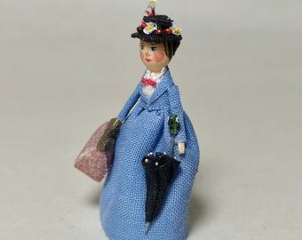 Mini Doll Peg  Mary Poppins 1:12 scale. 32 mm high approximate.