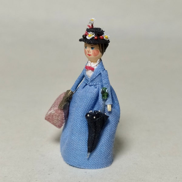 Mini Doll Peg  Mary Poppins 1:12 scale. 32 mm high approximate.