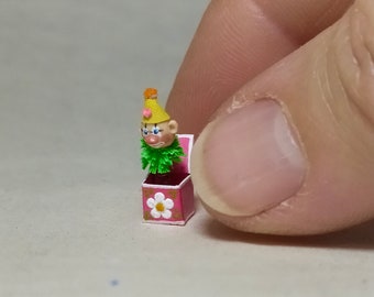 Miniature toy Jack in the box.  1:12 scale.  15 mm high and 12 mm wide.