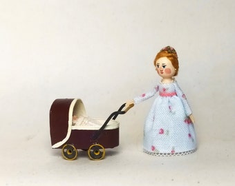 Mini stroller with baby. 1:12 scale