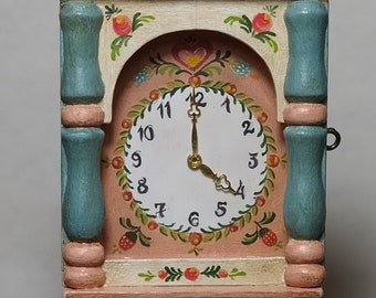 Casa delle bambole, orologio a pendolo nero in miniatura, mobili da ingresso in legno, scala 1:12 - Italia