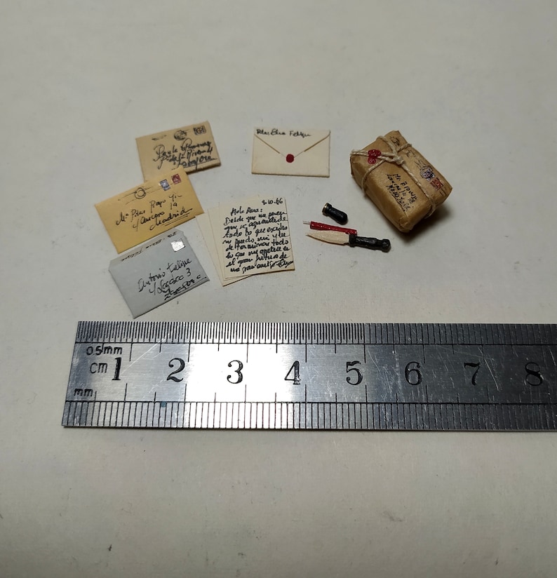 Miniature Mail Set. 9 Pieces at 1:12 Scale. You Can Customize the Name ...