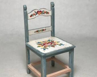 Hand-painted miniature chair 1:12 scale reproduction of a chest of drawers by American artist Peter Hunt.