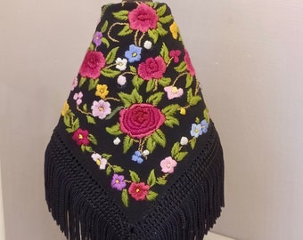 Miniature shawl, hand embroidered in silk, scale 1:12. UNIQUE!