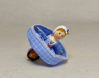 Topsy Turvy miniature doll . Scale 1:12.  Wooden head and body