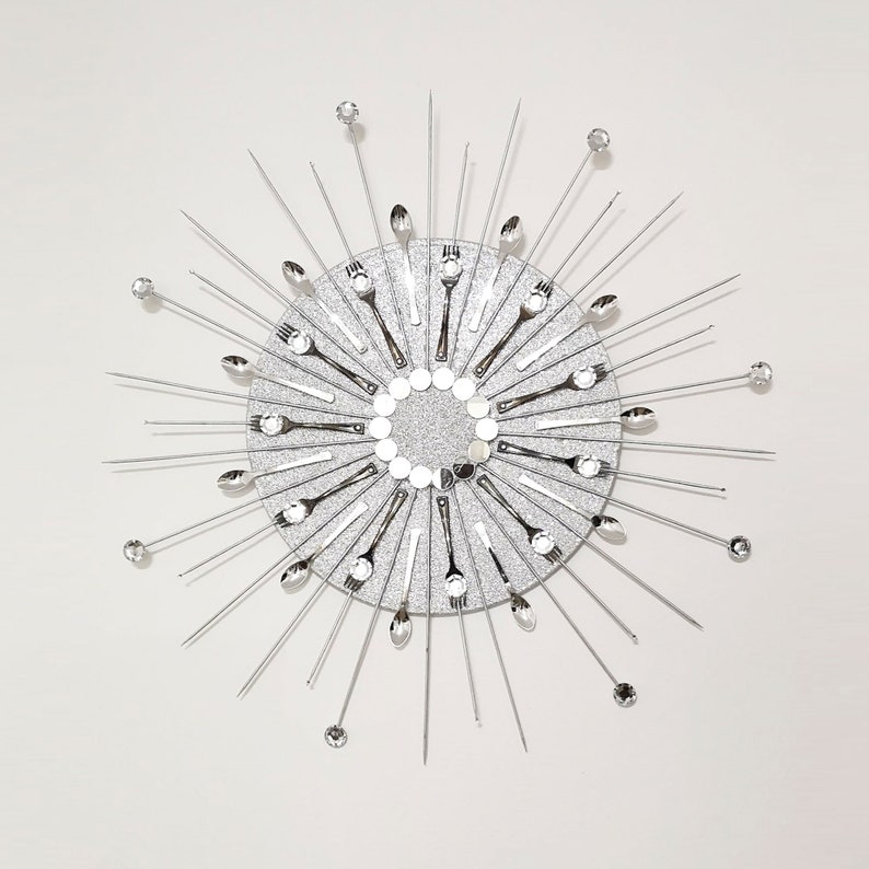 Christmas silver Sunburst wall decor glamorous wall hanging Etsy