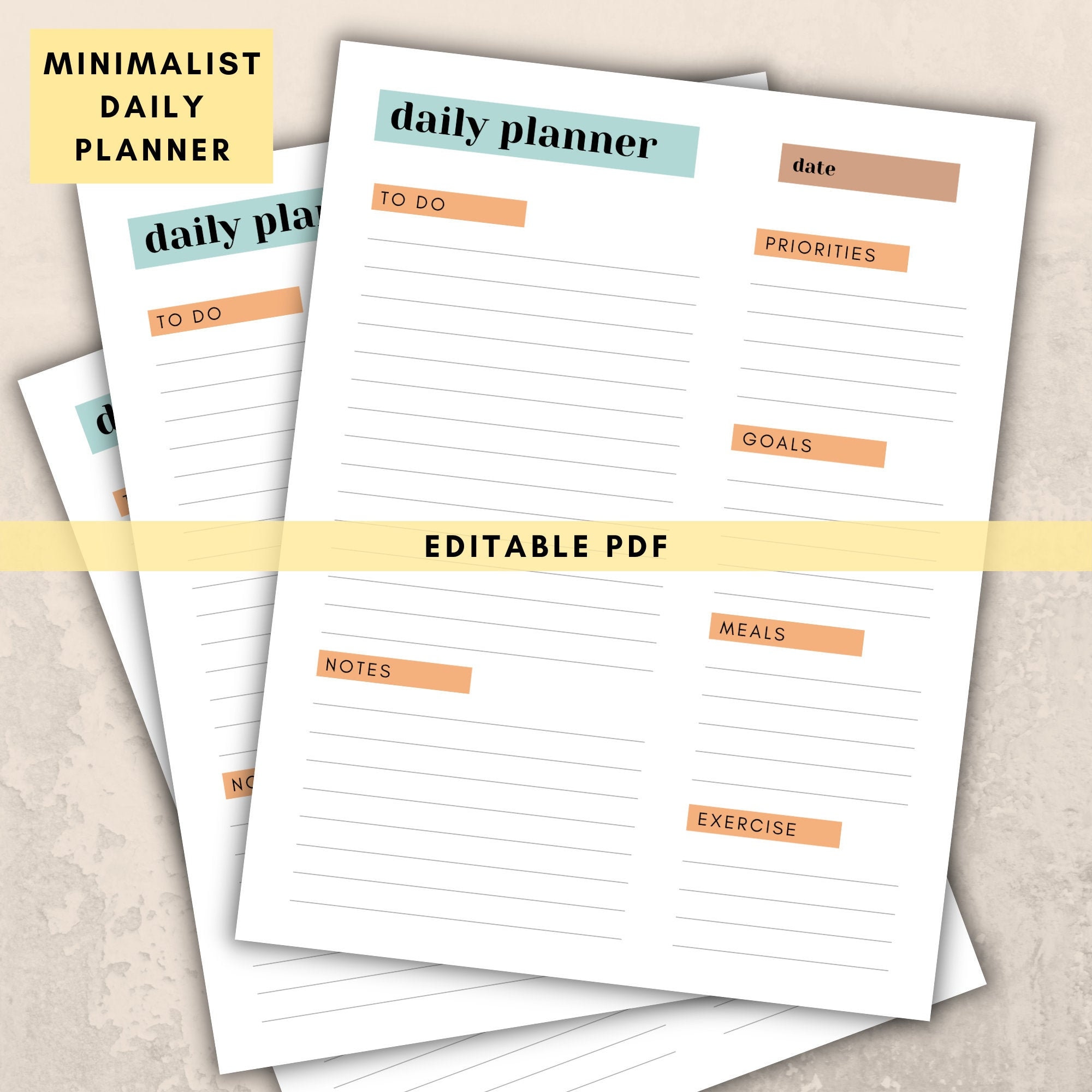 EDITABLE Printable Daily Planner Inserts Schedule Organizer Digital