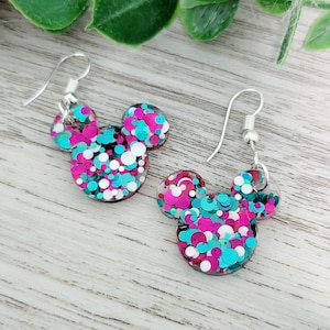 Confetti Glitter Dangle Mouse Earrings