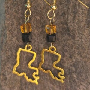 Black and Gold Louisiana Earrings