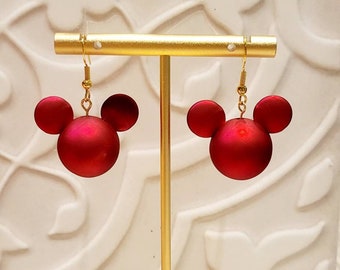 Large Red Mouse Earrings