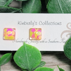 Mutli Colored Confetti Glitter Studs